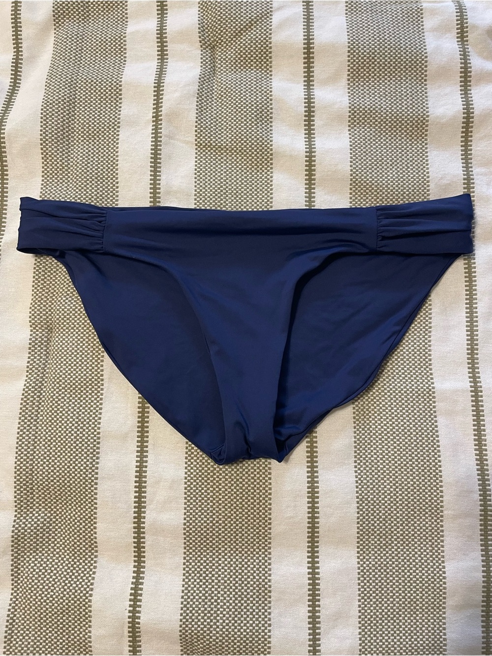 BECCA Navy Ruched Side Bikini Bottom